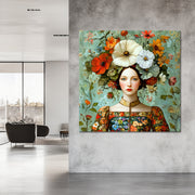 Vrouw met vintage bloemen