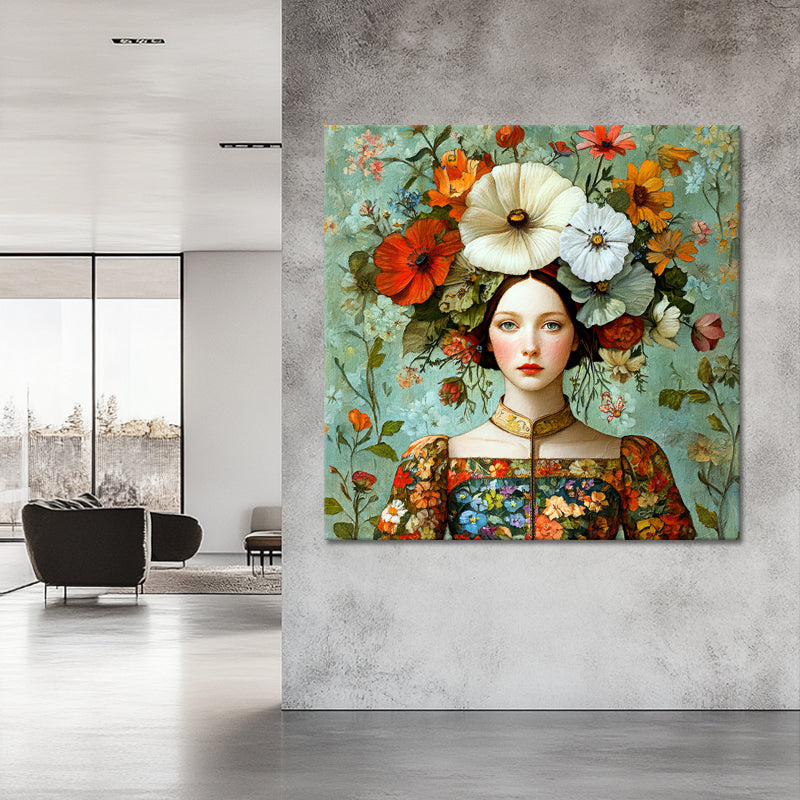 Vrouw met vintage bloemen