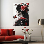 Japanische Frau mit Blumen