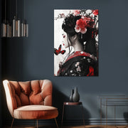 Japanische Frau mit Blumen