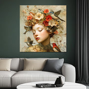 Vrouw met vintage bloemen II