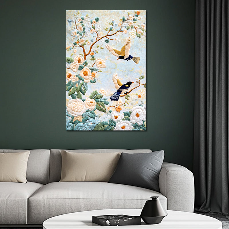 Twee vogels schilderij
