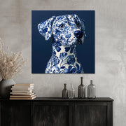 Hund in Delfter Blau