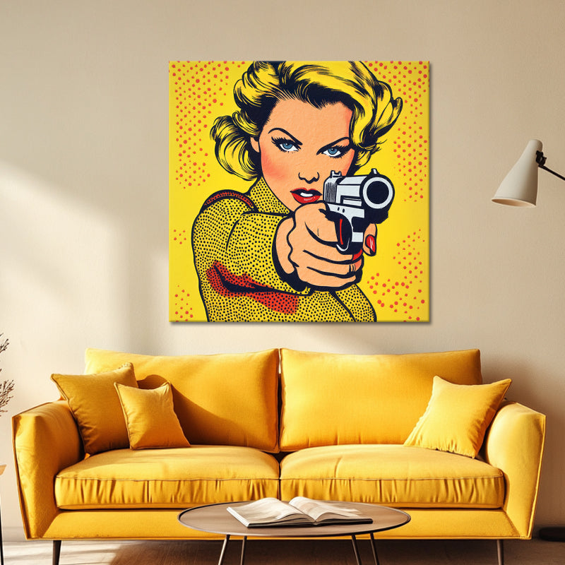 Pop-Art-Frau mit Pistole