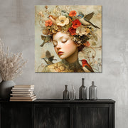 Vrouw met vintage bloemen II