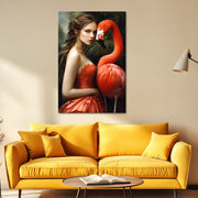Frau mit Flamingo