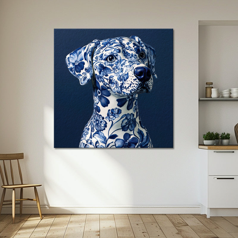 Hund in Delfter Blau