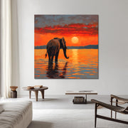 Elefant bei Sonnenuntergang