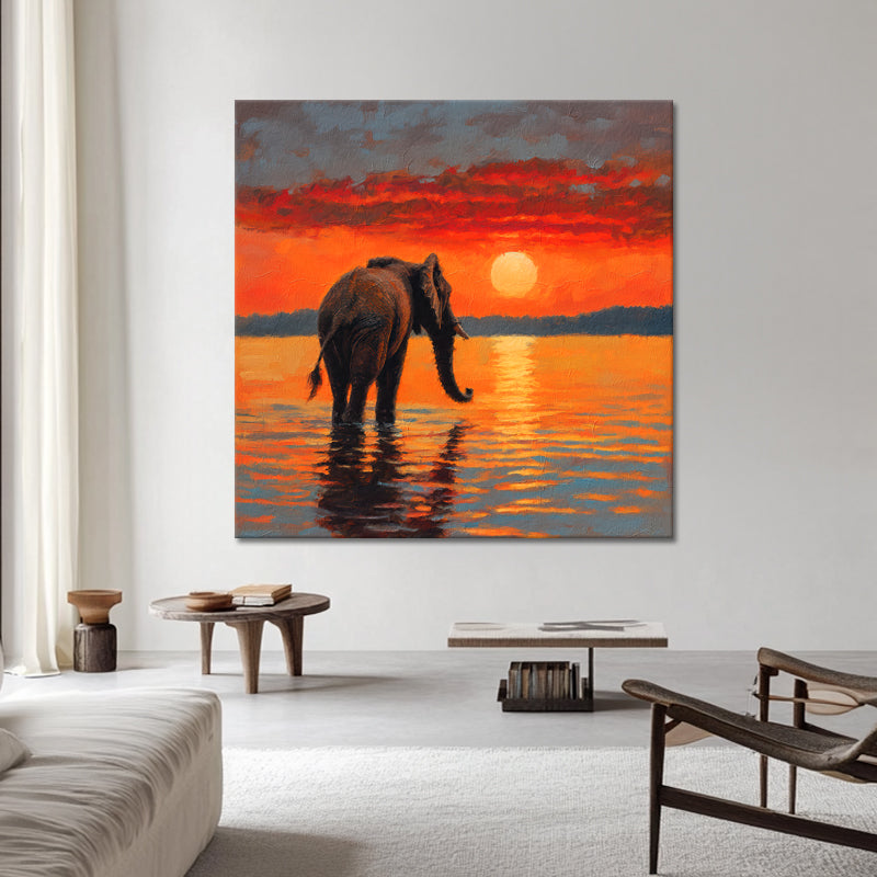 Elefant bei Sonnenuntergang