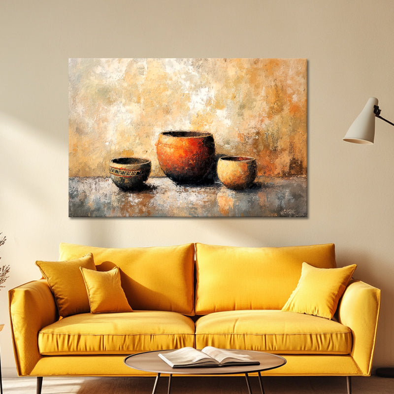 Drie decoratieve potten
