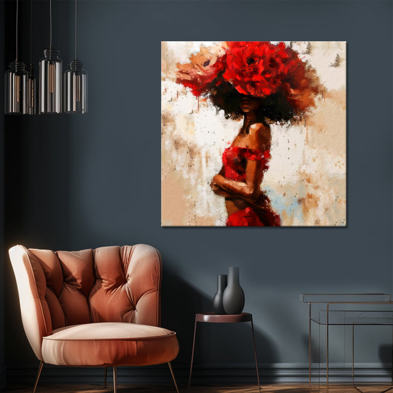 Vrouw met rode bloemen