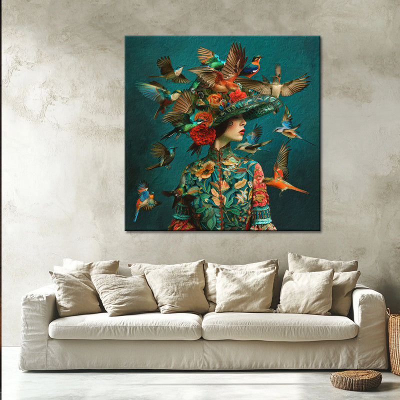 Art vrouw met vogels