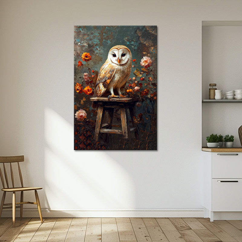 Vintage Uil schilderij