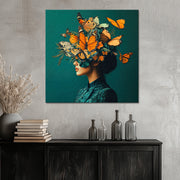 Frau mit Schmetterlingen Kunst