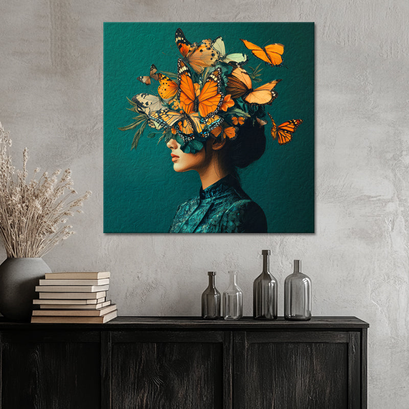 Frau mit Schmetterlingen Kunst