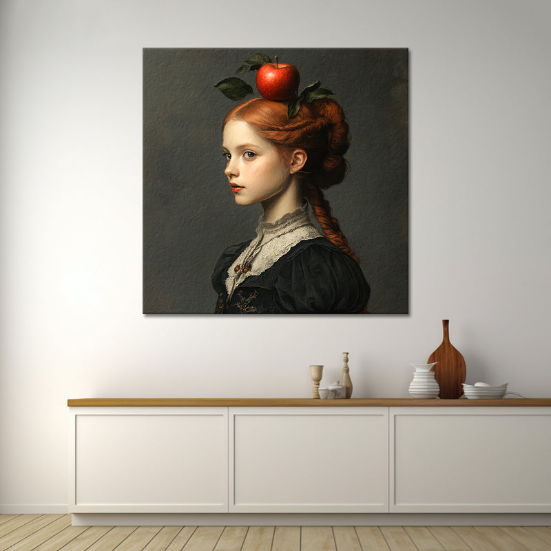 Frau mit Apfel Gemälde