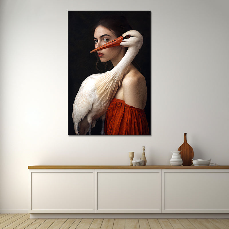 Gemälde Frau mit Storch III
