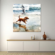 Hond en zeemeeuw