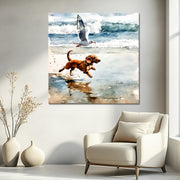 Hond en zeemeeuw
