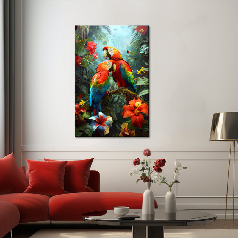Schilderij twee papegaaien