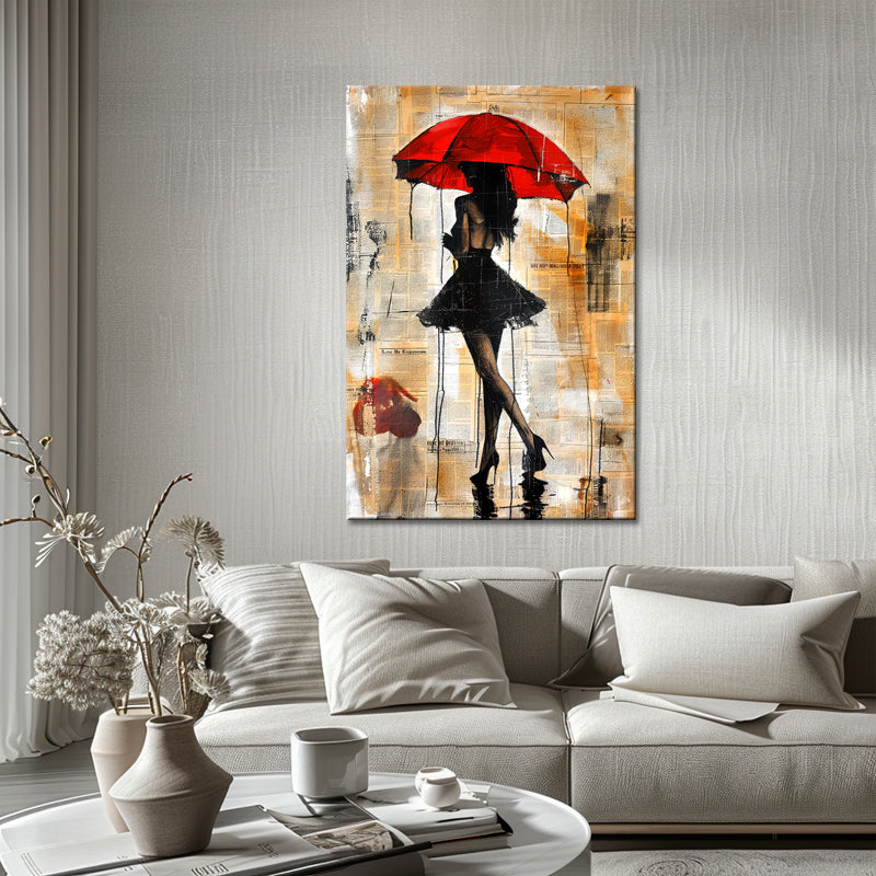Vrouw met rode paraplu II