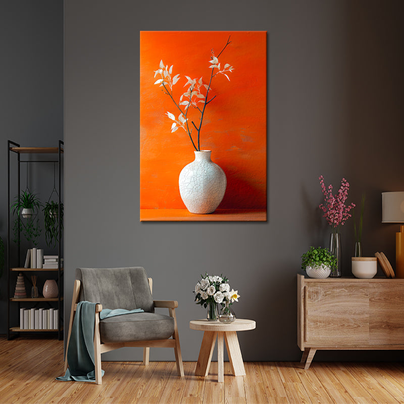 Weiße Vase in Orange