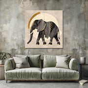 Schilderij Olifant in sepia
