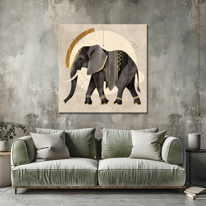Schilderij Olifant in sepia