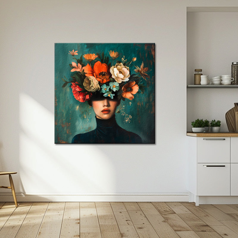 Schilderij Vrouw met bloemen
