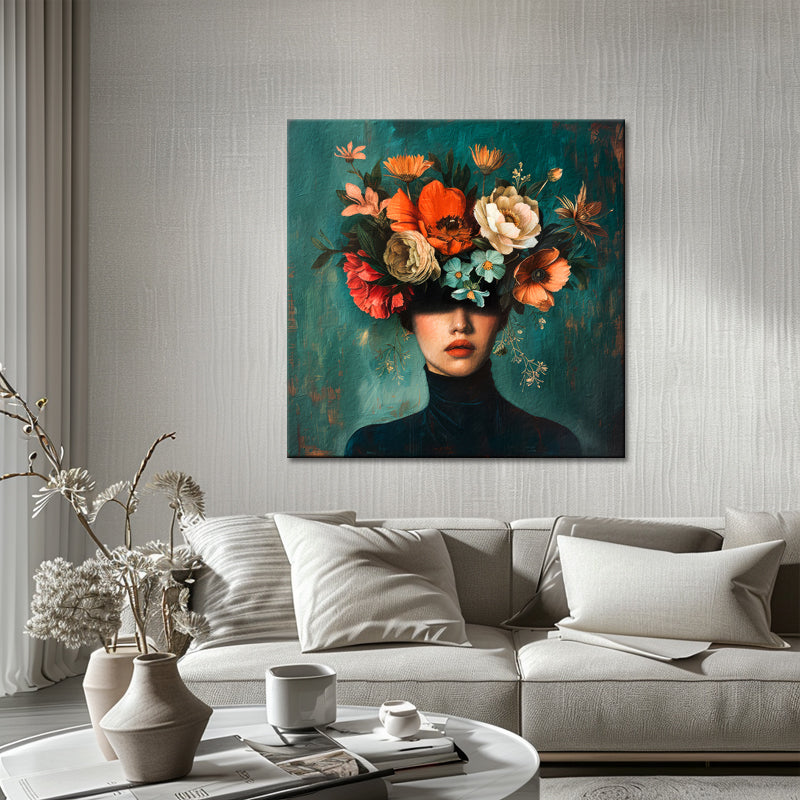 Schilderij Vrouw met bloemen