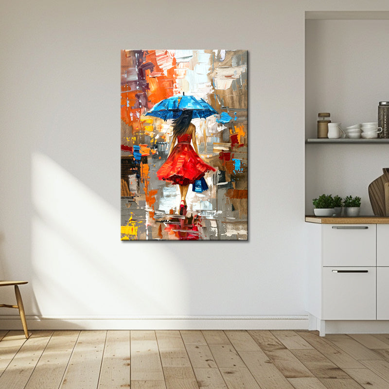 Schilderij Vrouw met paraplu
