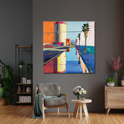 Stad abstract schilderij