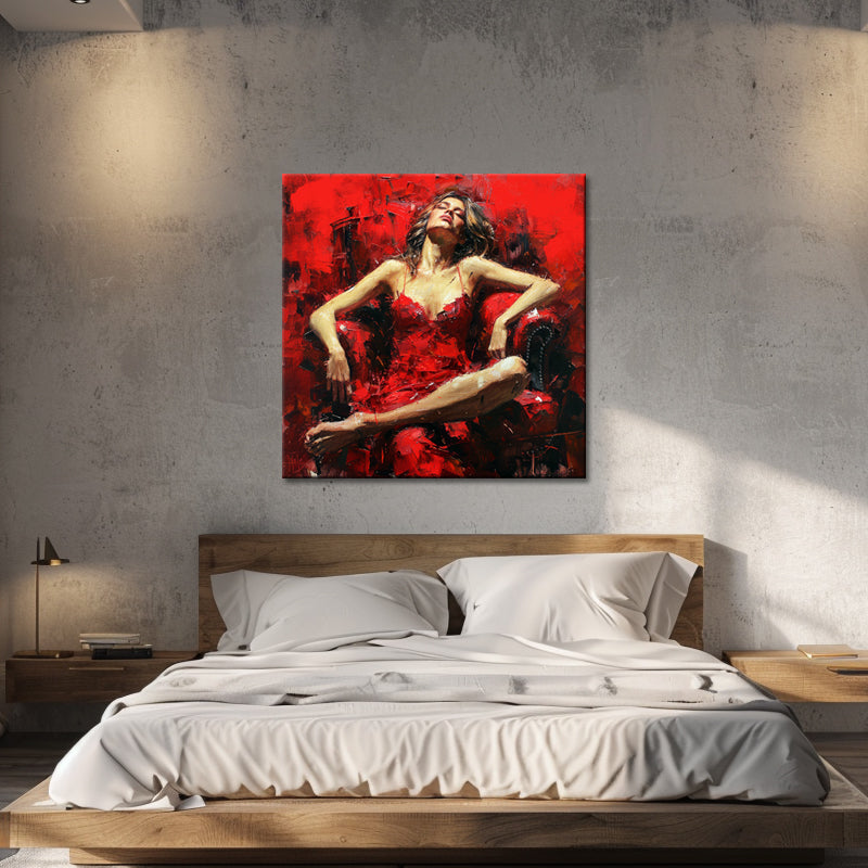 Frau in Rot Gemälde