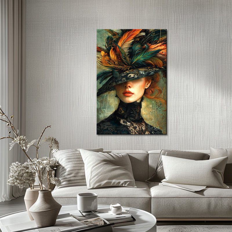 Vrouw met Hoed schilderij