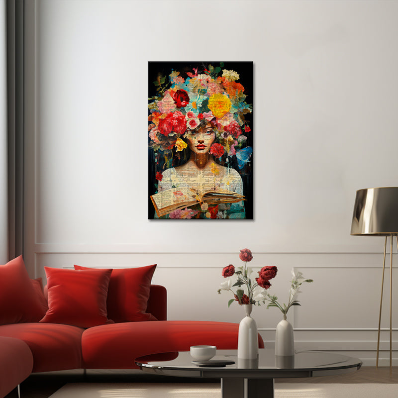 Vrouw met Bloemen schilderij