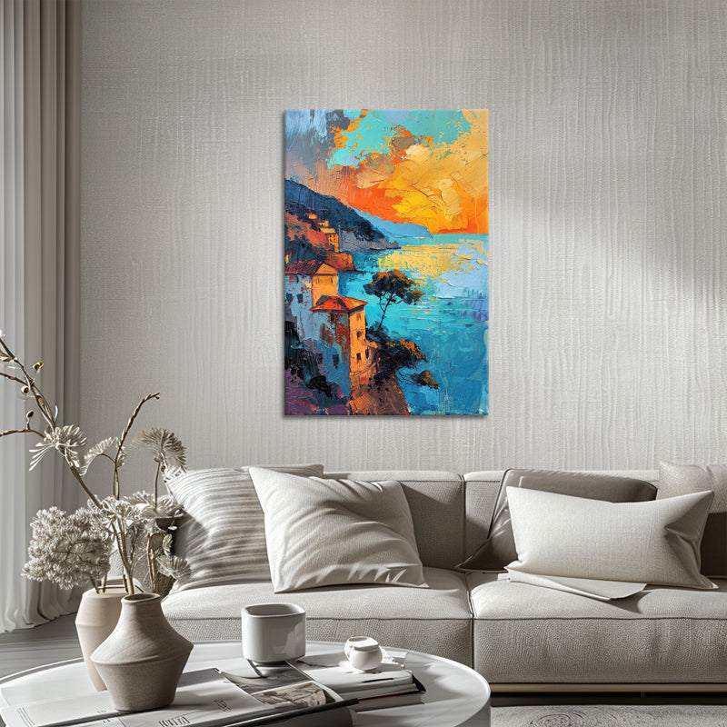 Zonsondergang schilderij