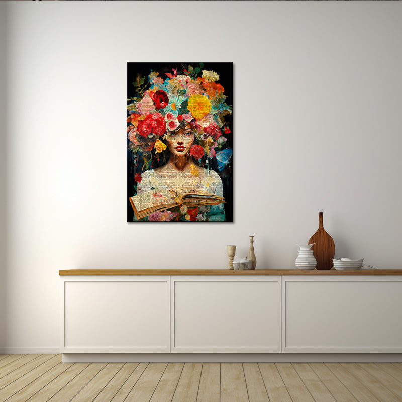 Vrouw met Bloemen schilderij