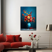 Blumen in türkisfarbener Vase