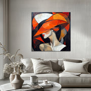 Frau mit orangefarbenem Hut III