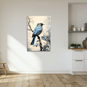 Blauwe vogel op een tak