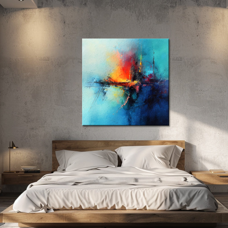 Turquoise schilderij abstract