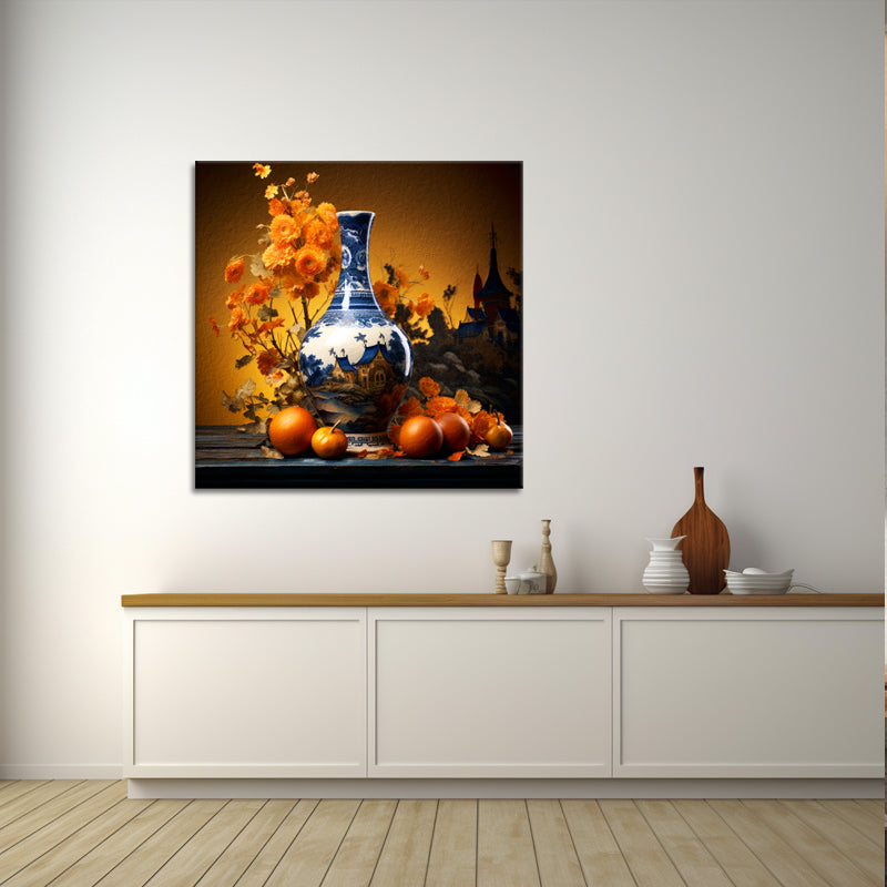 Vase mit orangen Blumen