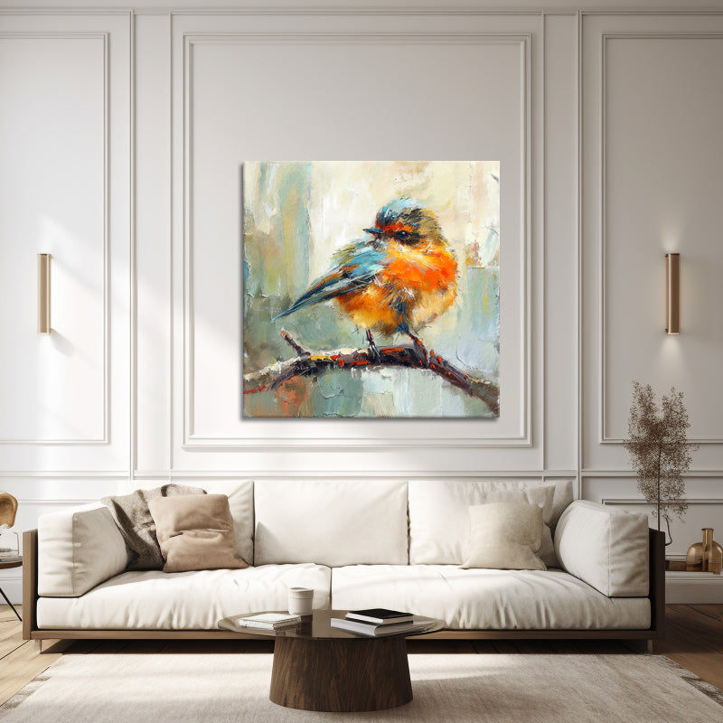 Gemälde Vogel auf Ast