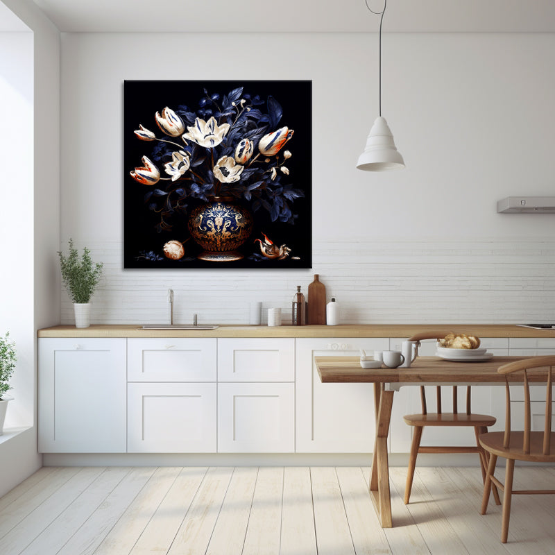 Bloemen in delf blauw stijl