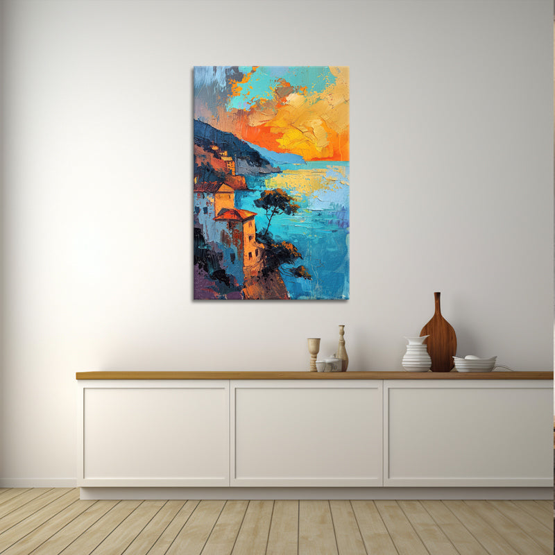 Zonsondergang schilderij