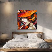 Vrouw met oranje hoed