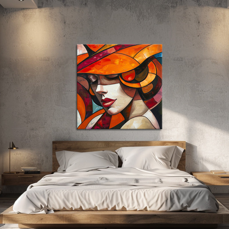 Vrouw met oranje hoed