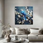 Vogel op tak met bloemen