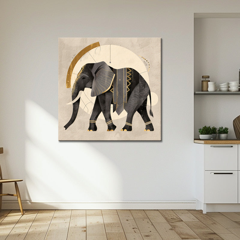 Schilderij Olifant in sepia