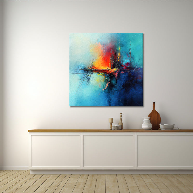 Turquoise schilderij abstract